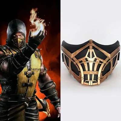 Cosplay Props  Mortal Kombat Scorpion Mask Half Face Resin Halloween Accessories • $29.39