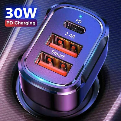 Dual USB PD Type-C Car Charger 30W Fast Adapter For IPhone 14 13 12 11 Pro Max 8 • $4.99