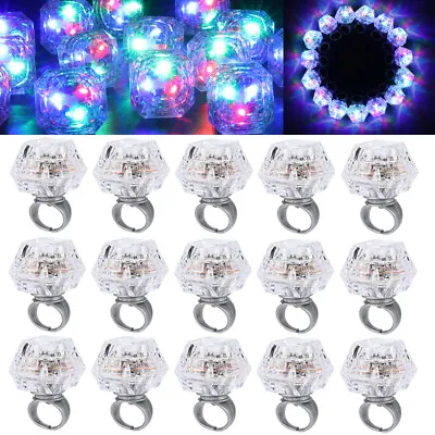 $14.27 • Buy 15X Flashing LED Light Up Diamond Finger Ring Clubbing Wear Glow Favors Blinking