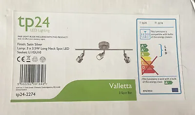 TP24 2274LED Valletta 3 Spot Bar LED Light Fitting - Satin Silver • £9.99