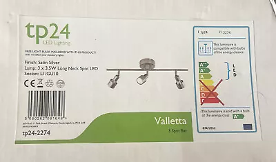 TP24 2274LED Valletta 3 Spot Bar LED Light Fitting - Satin Silver • £9.99