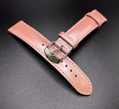 Michele Light Pink 18mm Leather Watch Strap Band Silver Buckle • $34.99