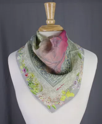 $29 • Buy Johnny Was Women's Gray Multi Color Floral Small Square Scarf
