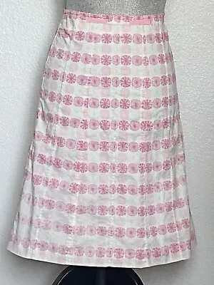 J. Crew 10 Pink Floral A-Line Flare Midi Cotton Picnic Skirt VTG • $16.95