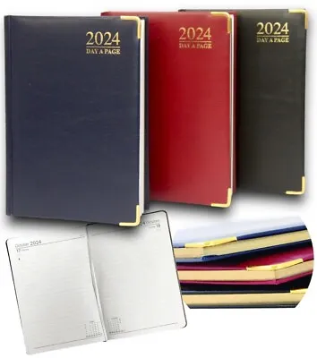 2024 A5 A4 Page A Day Diary Padded With Metal Corner Desk Diary Hardback Office • £9.99