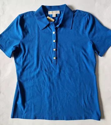 Michael Kors Women`s Short Sleeve Polo Shirt MK Logo Size M XL Blue • $29.98