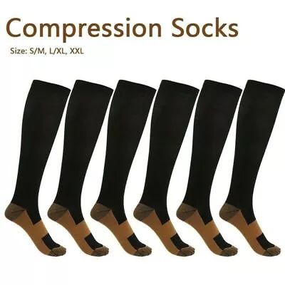 (3 Pairs) Copper Compression Socks Miracle Support Calf Men's Women's 20-30mmHg • $17.98