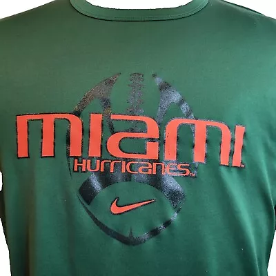 Nike Fit Dry Miami Hurricanes Men's L Green Graphic Print Short Sleeve T-shirt • $14.99