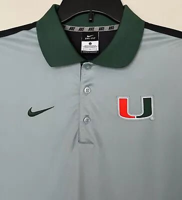 Nike Miami Hurricanes Men’s Size Large Polo Dress Shirt Gray Color Sewn U Logo. • $22.67