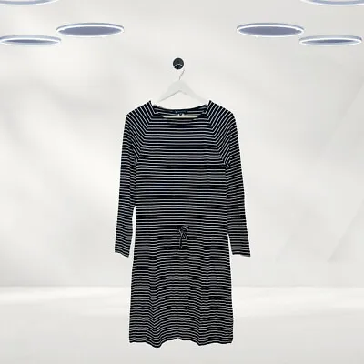 Ex Crew Clothing Women's Long Sleeve Stripe Cotton Dress In Navy • £15.99