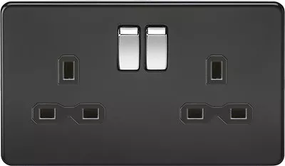 £17.85 • Buy Knightsbridge 230V Screwless DP 13A Switched Plug Wall Socket 2 Gang Double Pole