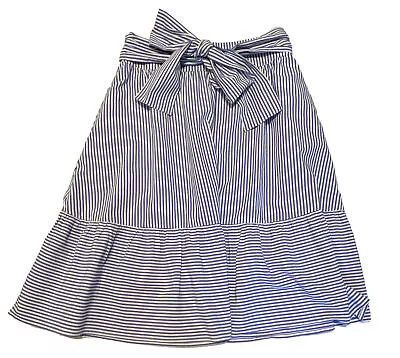 J Crew A Line Skirt Blue And White Stripe Lightweight Cotton Womens Sz 2 • $22