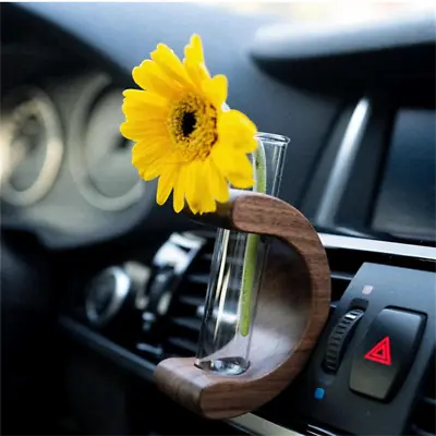 Mini Glass Car Flower Vase Clip Plant Floral Container Car Air Vent Ornament • £14.34