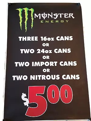 Monster Energy Drink Brand 36  X 24  Store Advertising Poster Never Used • $15.95