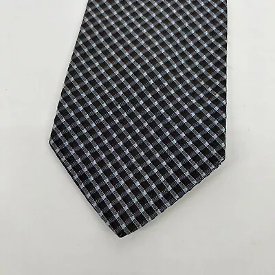 HUGO BOSS Mens Brown Plaid Silk Neck Tie Pointed Made In Italy • $10.99