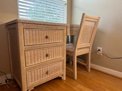 $500 • Buy Antique White Wicker Henry Link Lexington Desk