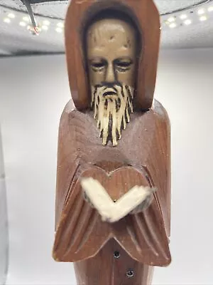 Wood Carved Priest Monk Statue Figure Figurine Bible 11.5  Mexico • $20.50