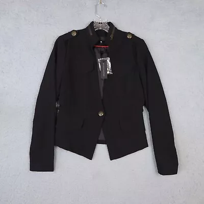 New Worthington Blazer Women's Medium Black One Button Military Style Pockets • $22.95