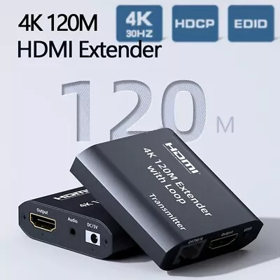 4K HDMI 1080P Extender 120M With HDMI Loop Audio Out Over Cat5e/6 RJ45 Ethernet  • $56.99