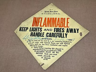 Vintage Paper Railroad Inflammable Sign; NYC St L RR CO • $12.97