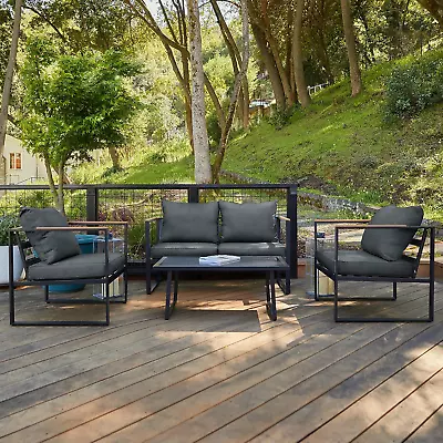 Courtyard Patio Furniture Set 4-Piece Outdoor Patio Set With Sofa Removable &  • $1088.48