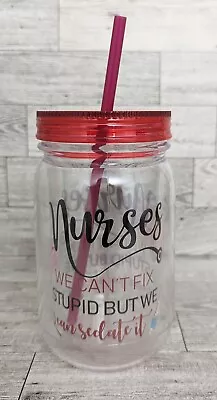 Double Wall Insulated Mason Jar Plastic Drinking Cups Nurse's Day Gift 20oz  • $15