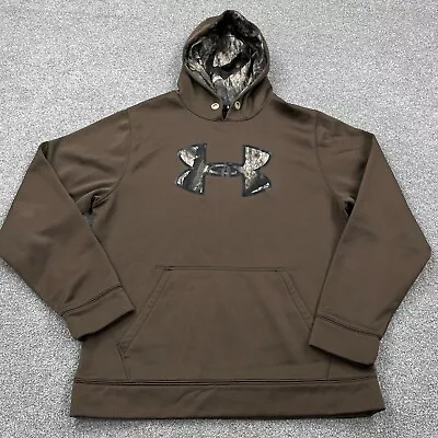 Under Armour Hoodie Men Medium Brown Big Camo Logo Storm Sweatshirt Sweater * • $24.91