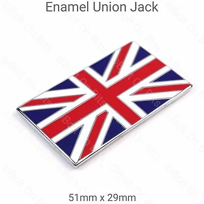 51mm X 29mm Metal Enamel Coloured Union Jack Flag Badge Self Adhesive • £9.99
