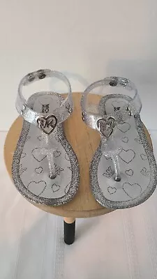 Girls MK Michael Kors MK Harmony Heart Jelly Snap Flat Sandals Toddler Size 8 • $15