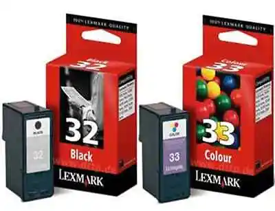 Original Lexmark 32 Black And 33 Colour Cartridges 2 Year Gtee 1st Class Postage • £19.95