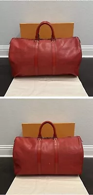 Louis Vuitton Keepall Boston Duffle 45 Red Leather • $150