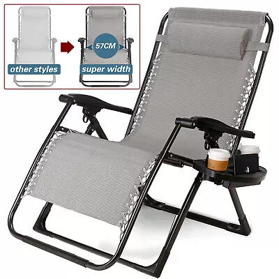 Folding Lounge Beach Outdoor Square Frame Heavy Duty Zero Gravity  Camping Chair • £85.24