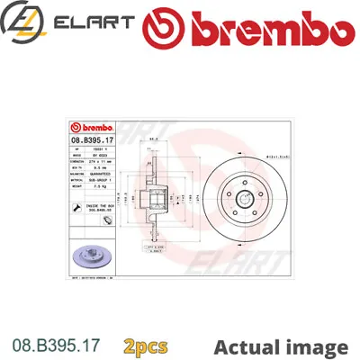 2x Brake Disc For Renault Kangoo Be Bop Kw0 1 K9k 804 K9k 808 K9k 802 Brembo • £218.58