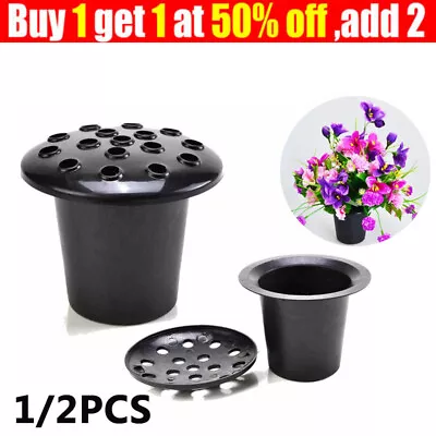 Set Of 2 Black Memorial Grave Vase Pots For Fresh Artificial Flowers Replacement • £4.55