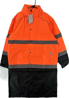 Kishigo Jacket Mens Medium Orange High Visibility Rain Gear Brilliant Series $85 • $32