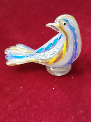 Vintage Murano Latticino Twisted Ribbon Aventurine Bird Figurine • £25