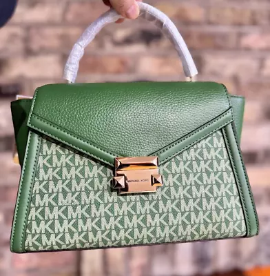 Michael Kors Whitney Medium Satchel Crossbody Handbag Bag MK Fern Green • $109.95