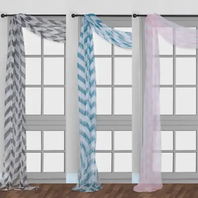$6.80 • Buy 1pc Scarf Valance Topper Printed Voile Sheer Window Curtain Drape(c37)37  X216 L