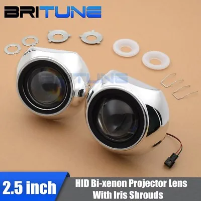 Mini 2.5'' MH1 HID Bi-xenon Projector Lens Headlight With Iris Shrouds H1 H4 H7 • $38.27