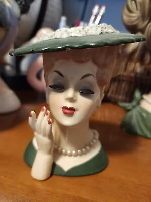 Vintage Lady Head Vase 4 1/4  Tall 1958 Napco C3343C • $40