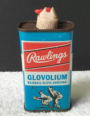 VINTAGE RAWLINGS GLOVOLIUM BASEBALL GLOVE DRESSING 4 Oz ADVERTISING CAN • $14.99