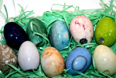 Lot Of 10 VINTAGE MARBLE Onyx Alabaster Polished Eggs Granite Italy Multicolor • $14.99