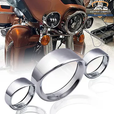 For Harley 7  Headlight Lights 4.5  Passing Fog Lamp Trim Ring Bezel Visor Cover • $38.98