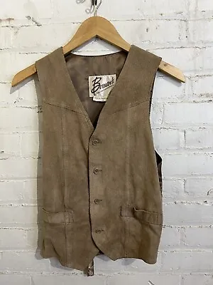  Vintage Bermans Leather Vest Size 38 Vtg Western Biker Hippie  • $20