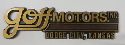 Vintage GOFF MOTORS Car Dealership Emblem DODGE CITY KANSAS Logo Advertising • $24.99