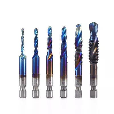 6pcs 1/4  M3-M10 Composite Hex Shank HSS Metric Screw Thread Tap Drill Bits • $8.99