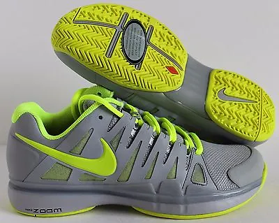 NIKE ID ZOOM VAPOR 9 TOUR ROGER FEDERER GREY-VOLT  SZ 6W  [578669-994] • $67.99