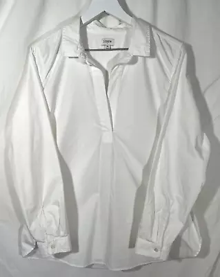 J Crew Crisp White V Neck Long Sleeve Collared Tunic XL • $14