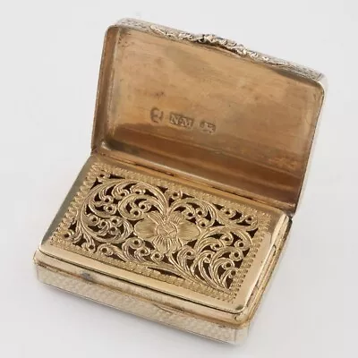 Nathaniel Mills Parcel Gilt Sterling Silver Vinaigrette 1833 • £440