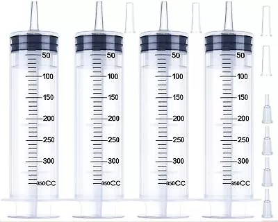 4 Pack 300ml/cc Large Syringe With Cap Individually Sterile Sealed Plastic L... • $42.81